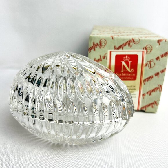 Crystal Vintage Lidded Egg Nachtmann Bleikristall in Box W Germany 5” long - Picture 1 of 11